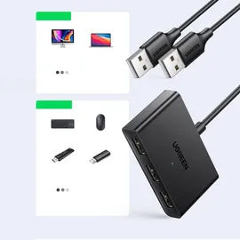 UGREEN Switch Adapter Schaltbox USB 2 Eingänge - 3 Ausgänge schwarz