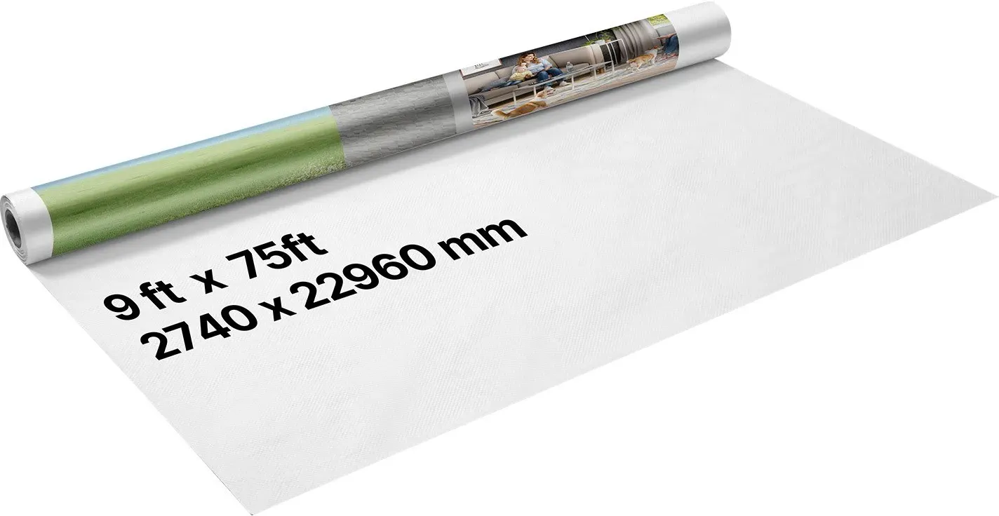 VEVOR Hausfolie, 2,74x22,9 m, Dampfbremsfolie, 0,13 mm dicke Dampfsperre, strapazierfähige Dampfsperrfolie für reißfeste, dampfsperrende Abdeckplane für Wohn- und Gewerbebauten, weiß