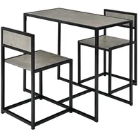 Costway Bartisch Set 3-Teilig Metallgestell, Grau