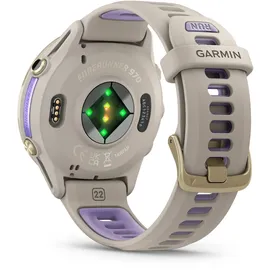 Garmin Forerunner 970 Gray/Softgold Titan mit Silikon-Wechselarmband 22 mm French Gray/Transparent Indigo