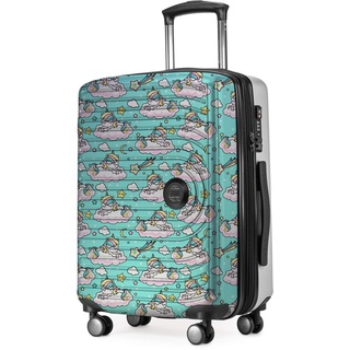 - Mitte - Handgepäck, 2,9 kg kinderleicht, TSA, Hartschalenkoffer, Trolley 4. Rollen, Handgepäck 55 cm, 42 Liter, Motiv Koffer, UNICORN Weiß