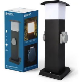 Unitec Edelstahlsäule Outdoor 2 Steckdosen IP 44 Edelstahl schwarz