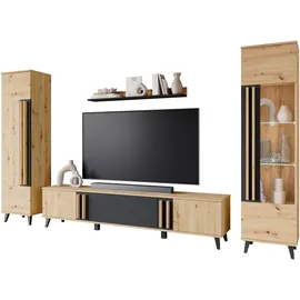 INOSIGN Wohnwand »Helsinki, Modernes Set mit verglaster Vitrine« Komplett-Set, 4 Stk. tlg., schwarz