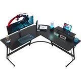 JUMMICO Gaming Tisch 130x130x75cm,Schreibtisch mit Monitorständer,Eckschreibtisch,Schreibtisch L Form,Gaming Schreibtisch L-förmiger,Groß Pc Ecktisch,Schwarz