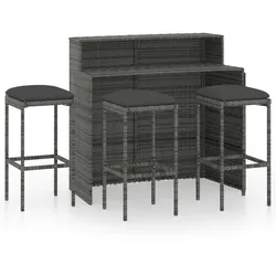 vidaXL 4-tlg. Gartenbar-Set mit Kissen Grau