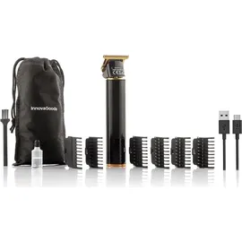 InnovaGoods Wiederaufladbarer Haarschneider T-Form, 3 Geschwindigkeiten, LCD-Display, Inkl. 6 Kämme & USB-C, Wasserdicht, Schwarz Golden, Kunststoff