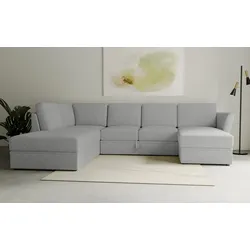 Wohnlandschaft HOME AFFAIRE "Lavars Schlafsofa", grau (warm grau), B:310cm H:90cm T:226cm, 62% Polypropylene, 38% Polyester, Sofas, mit Bettfunktion und Stauraum, in zwei verschiedenen Bezugsqualitäten