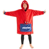 Marvel Spiderman Hoodie Decke mit Ärmeln, Sherpa Kapuze & Fronttasche mit Beigefügtem Spiderman Plüsch - Einheitsgröße