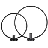 MARELIDA Stabkerzenhalter Ring schwarz 2er Set Kerzenständer Kerzenhalter für Stabkerzen rund in | Gr.: onesize