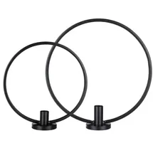 MARELIDA Stabkerzenhalter Ring schwarz 2er Set Kerzenständer Kerzenhalter für Stabkerzen rund in | Gr.: onesize