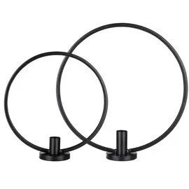 MARELIDA Stabkerzenhalter Ring schwarz 2er Set Kerzenständer Kerzenhalter für Stabkerzen rund in | Gr.: onesize