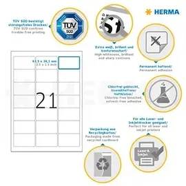 Herma Adressetiketten Premium A4 weiß 63,5x38,1 mm 525 St.