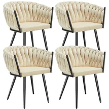 Tectake tectake® Set Esszimmerstuhl, Astano Samt, Knotendesign, schlanke Stahlbeine, 60,5 x 55 x 75 cm