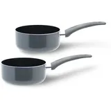 Buri 2er Set Kasserolle 'Rom' PFAS-frei 16cm Alu Kochtöpfe Töpfe Topf ohne Deckel Topfset