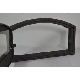 OEM SEZAM - 48 x 27 cm - Pizzaofentür Ofentür aus Gusseisen für Pizzaofen, Backofen, Kamintür mit Glas, Backofentür Holzofentür Kachelofentür - Grau