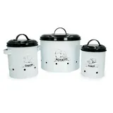Intirilife Vorratsdosen 3-teiliges Set grau weiß 11,5 x 17 / 14,5 x 17,5 / 23 x 26,5 cm