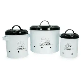 Intirilife Vorratsdosen 3-teiliges Set grau weiß 11,5 x 17 / 14,5 x 17,5 / 23 x 26,5 cm