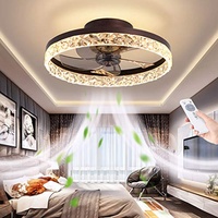 AHQX Deckenventilator LED Mit Lampe 66W Ultra-Leise Deckenventilator Beleuchtung Fernbedienung Dimmbar Fan Deckenlampe Moderne Invisible Fan Deckenleuchte Wohnzimmer Esszimmer Ventilator Lampe,Braun...