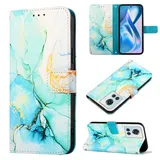 nancencen für OnePlus ACE 5G Hülle, PU Leder Handyhülle Kapphülle mit Kartenfach Magnetisch Rundumschutz Mode Marmormuster Handytasche Case Handytasche Case, Grün