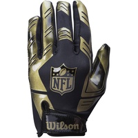 Wilson American Football Receiver-Handschuhe NFL STRETCH FIT RECEIVERS GLOVE, Einheitsgröße, schwarz/Gold, WTF930600M