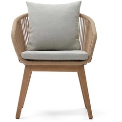 Outdoor Stühle Geflecht Holz mit Polsterauflage 63 cm breit (2er Set)