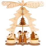 SIKORA P27 Engel Teelicht Holz Pyramide Weihnachtspyramide Weihnachtsdeko H:26cm