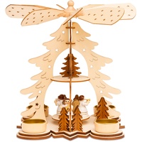 SIKORA P27 Engel Teelicht Holz Pyramide Weihnachtspyramide Weihnachtsdeko H:26cm