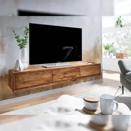 KADIMA DESIGN Lowboard Hängend Sheesham Massivholz 160x25x35 cm TV-Schrank , | Gr.: onesize