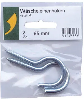 SBV-Wäscheleinenhaken verzinkt -  80 mm / A 3