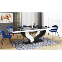 Design Esstisch Tisch HEB-222 Schwarz / Weiß Hochglanz ausziehbar 160 bis 256 cm