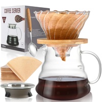 SuproBarware Kaffeebereiter-Set, manueller Glas-Kaffeefilter mit Tropfer, Glas-Kaffeefilter, Kegel und 500 ml Kaffeekanne mit Griff, Glas-Kaffee mit Kaffeelöffel und 40 Papierfilter