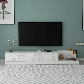 moebel17 Majör TV-Lowboard 180x30 cm Weiß Melamin