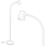 BRILONER – Stehlampe als Deko im Wohnzimmer und Leselampe, Schwenkbare Lampe, Wohnzimmerlampe, Fußtaster, Indirekte Beleuchtung, Weiß