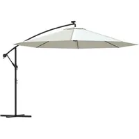 VidaXL Ampelschirm mit LED-Leuchten und Metall-Mast 350 cm Sandfarben