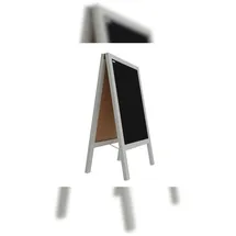 ALLboards Kundenstopper mit grauem Holzrahmen 118x61cm, Werbetafel, Gehwegaufsteller, Aufsteller, Straßenreiter, Kreide