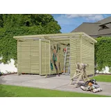 Gerätehaus Schuppen Gartenhaus Flachdach naturbelassen Garten Holz Holzhaus