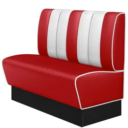Dinerbank | Rot | B:H 120 x 103 cm | Gestreift | Leder | American Diner Sitzbank, American Dinerbank, American Diner Möbel
