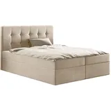 kaiser möbel Boxspringbett mit matratze und bettkasten, Schlafbett LUDANO stoff Cosmic Beige, 200x200 cm, H2-Pocket