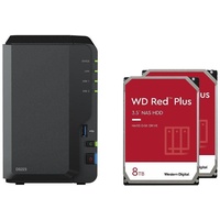Synology DiskStation DS223 2 Einschübe NAS-Server Leergehäuse + 16TB (2x8TB) WD Red 80EFZZ SATA 3.5" HDD Festplatten