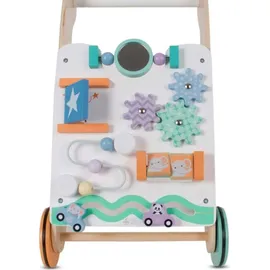 SUN BABY Lauflernwagen aus Holz für Babys ab 1 Jahr, Laufwagen, Holz-Walker, Holzwagen Gehhilfe für Kleinkind - Bunt