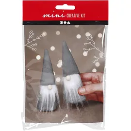 Creativ Company DIY Sets Filz & Fleece Mini Kreativ Set, Grau, Skandinavische Nikoläuse, H 12 cm, Kreativ Box