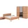 Musterring Schlafzimmer-Set Sorrent, Kleiderschrank, Bett & Nachtkommoden, teilmassiv Eiche, (2er-Set Nachtschränke, Schwebetürenschrank 250 cm, Bett 180x200 cm), mit Schwebetürenschrank, Bett mit Stollenfuß, Breite Schrank 250 cm braun