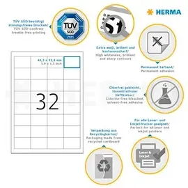Herma Adressetiketten 4200 Weiß 48,3 x 33,8 mm 25 Blatt 800 St.