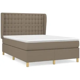 vidaXL Boxspringbett mit Matratze Taupe 140x200 cm Stoff