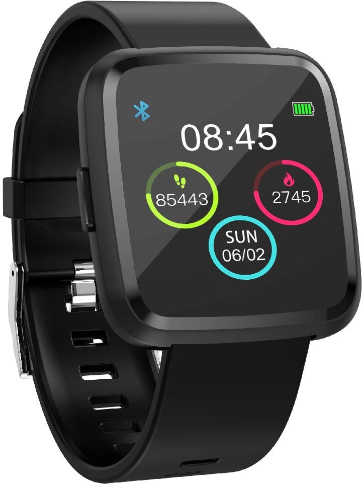 runR III Smartwatch Fitness Tracker HD-Farbbildschirm Fitness Armband Uhr mit Pulsmesser, Schlafmonitor, Sportuhr, Schrittzähler für Android und iOS, Sport, schwarz