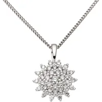 Ketten-Anhänger FIRETTI "Schmuck Geschenk Gold 585 Halsschmuck Anhänger für Halskette Blume", weiß (weißgoldfarben, weiß, w=weiß), Schmuckanhänger, Damen, 0,28 ct P2 = erkennbare Einschlüsse, Weißgold 585-Diamanten, 1,25 g, Weißgold 585, Diamanten, mit Brillanten