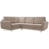 robin Sofa L-Form Sofa mit Schlaffunktion, 2 Bettkästen & Kissen beige