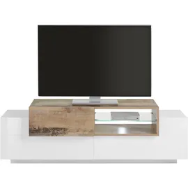 INOSIGN Lowboard INOSIGN "Coro,Lowboard,TV-Kommode,TV-Möbel,TV-Bank", weiß (weiß, ahorn), B:160cm H:51cm T:45cm, FSC-zertifizierter Holzwerkstoff, Glas, Sideboards, Lowboard, mit 2 Klappen, 1 Tür, 1 Glasboden, Breite 160