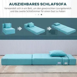 Homcom Schlafsessel 2-in-1 Polyester 70 x 61 x 70 cm Blau mit Kissen