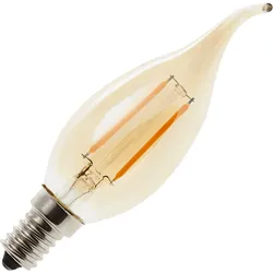 Lighto | LED-Glühfaden | Kleine Fassung E14 | Kerzenlampenspitze | Gold | 35mm | 2W